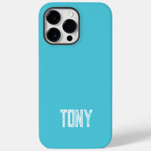 Solid Bright Sky Blue Custom Name Monogram iPhone 14 Pro Max Case