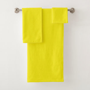 Solid bright sunny yellow bath towel set