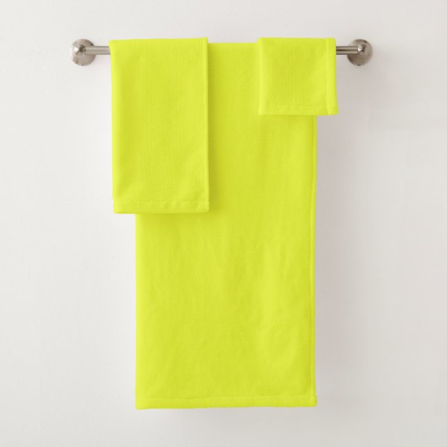Solid bright sweet lemon yellow bath towel set (Insitu)