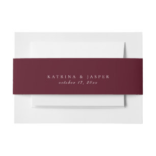 Solid Burgundy Red Colour Wedding Invitation Belly Band
