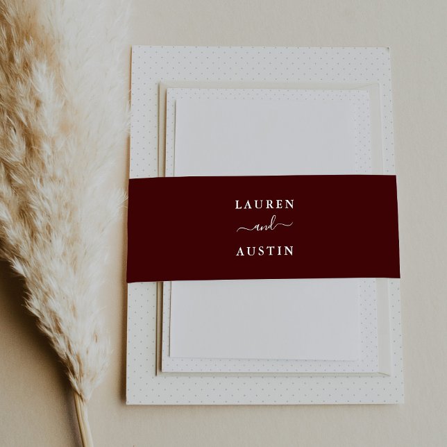Solid Burgundy Wedding Invitation Belly Band (Creator Uploaded)