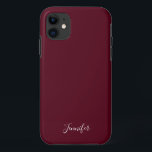 Solid Burgundy Wine Colour Chic Custom Monogram Case-Mate iPhone Case<br><div class="desc">Chic solid colour phone case in burgundy,  my favourite shade of dark red. A gorgeous wine colour with your pretty custom monogram. Personalise with your name in elegant white script.</div>