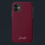 Solid Burgundy Wine Colour Chic Custom Monogram Case-Mate iPhone Case<br><div class="desc">Chic solid colour phone case in burgundy,  my favourite shade of dark red. A gorgeous wine colour with your pretty custom monogram. Personalise with your name in elegant white script.</div>