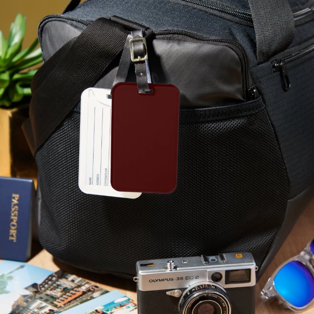 Solid Burnt Maroon Single Sided Luggage Tag (Front & Back)