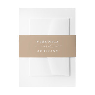 Solid Camel Colour Wedding Invitation Belly Band