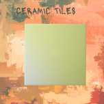 Solid Celery Green Ombre Ceramic Tile<br><div class="desc">Solid celery green ombre ceramic tile.  A mix and match tile to pair with our decorative floral tile with blue,  mauve pansies.  Matches canvas art work.  Tile also with plain green hued background also.  We have a wide selection of decorative tiles as well as solid matching tiles.</div>