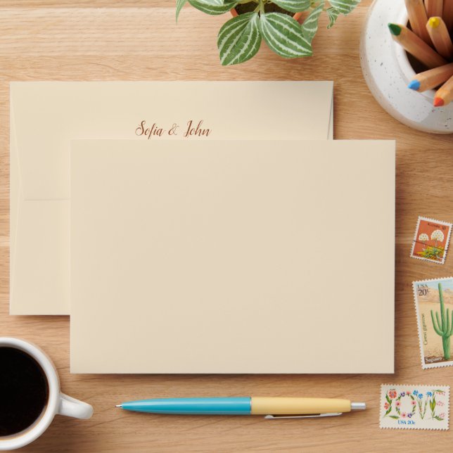 Solid Champagne Wedding 5x7 Envelope (Desk)