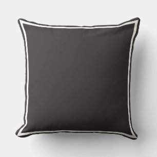 Solid Charcoal Grey with White Trim Throw Pillow