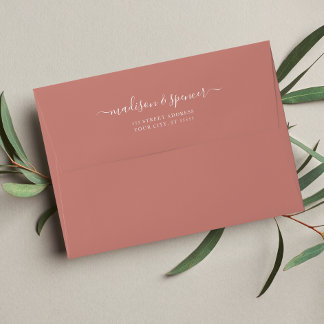 Solid cinnamon rose elegant modern Wedding 5x7 Envelope