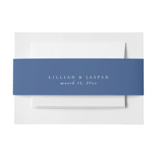 Solid Classic Blue Wedding Invitation Belly Band