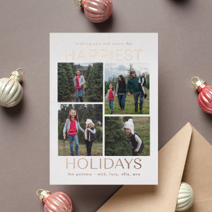Solid Clean Collage FOIL Holiday Photo Card