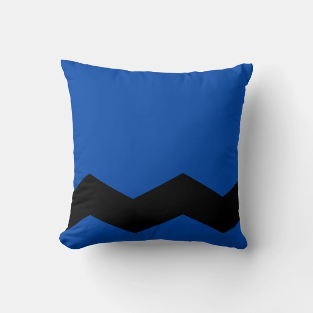 Solid Cobalt Blue and Zig Zag Design Cushion (Front)
