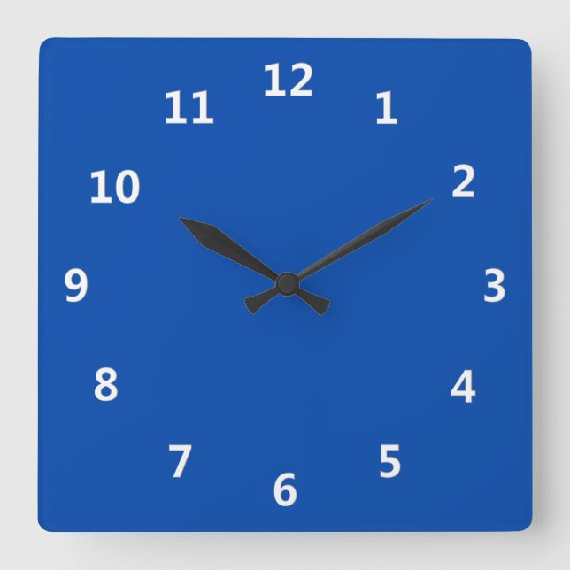Solid Cobalt Blue with White Numbers Wall Clock (Front)