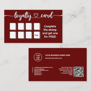 Solid Color Dark Red Add Your Logo QR Code Loyalty Card