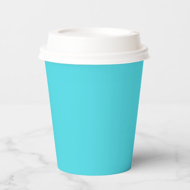 Solid color ocean aqua blue paper cups (Front)