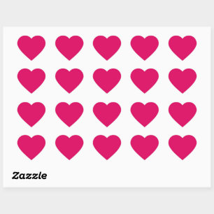 Solid color plain dark bright pink heart sticker