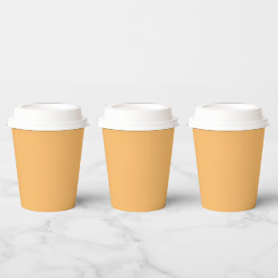 Solid color plain pastel orange topaz paper cups