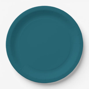 Solid color plain teal peacock paper plate