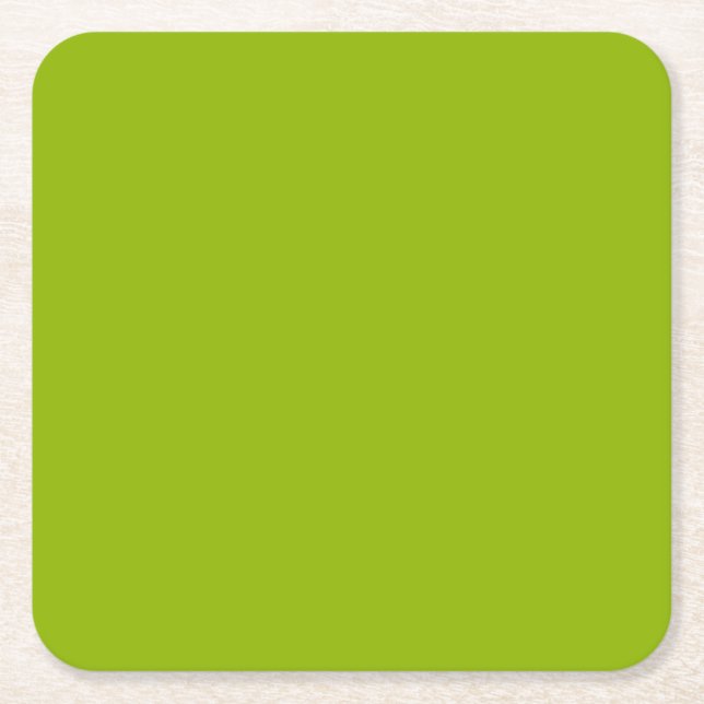 Solid Colour: Apple Green Square Paper Coaster (Front)