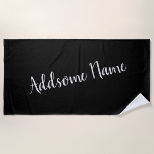 Solid Colour Basic Black Modern Stylish Beach Towel