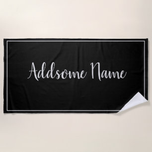 Solid Colour Basic Black Modern Stylish Beach Towel