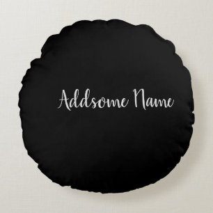 Solid Colour Basic Black Modern  Stylish Round Cushion