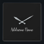 Solid Colour Basic Black Modern  Stylish Square Wall Clock<br><div class="desc">Basic Black Pillows. Custom Template designs. Personalise with your own name,  a great gift for anyone including yourself.</div>