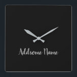 Solid Colour Basic Black Modern  Stylish Square Wall Clock<br><div class="desc">Basic Black Pillows. Custom Template designs. Personalise with your own name,  a great gift for anyone including yourself.</div>