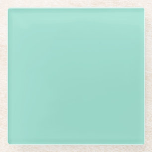 Solid colour Beach Glass plain aqua green mint Glass Coaster