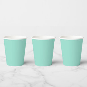 Solid colour Beach Glass plain aqua green mint  Paper Cups