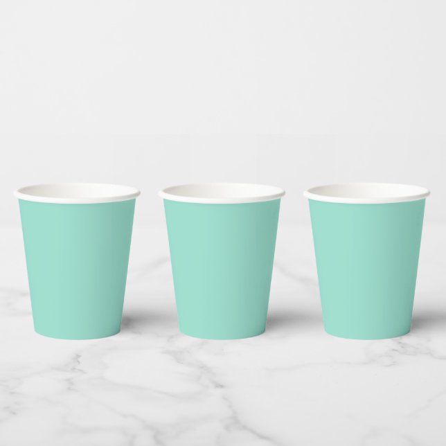 Solid colour Beach Glass plain aqua green mint  Paper Cups (Multi)