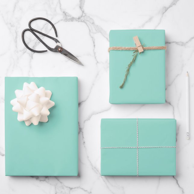 Solid colour Beach Glass plain aqua green mint  Wrapping Paper Sheet (Front)