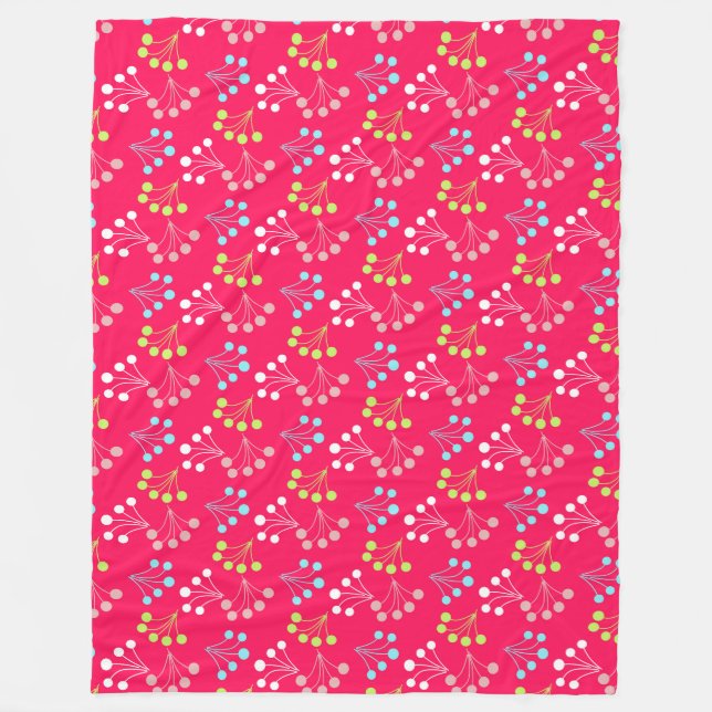 Solid colour berries simple pattern retro sixties  fleece blanket (Front)