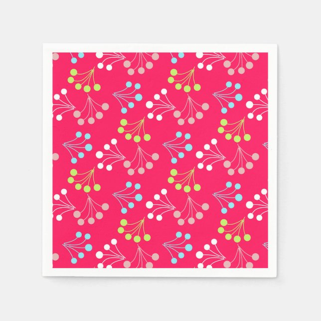 Solid colour berries simple pattern retro sixties  napkin (Front)
