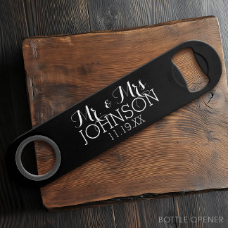 Solid Colour Black Mr & Mrs Wedding Favours