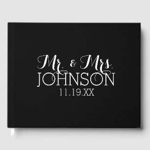 Solid Colour Black Mr & Mrs Wedding Favours Guest Book