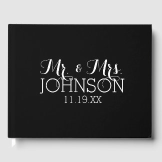 Solid Colour Black Mr & Mrs Wedding Favours Guest Book