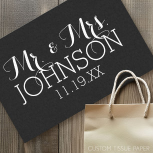 Solid Colour Black Mr & Mrs Wedding Favours Tissue Paper