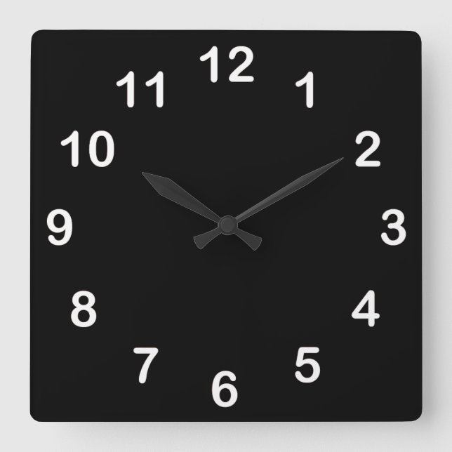 Solid Colour: Black Square Wall Clock (Front)