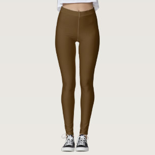 Solid colour dark chocolate brown leggings
