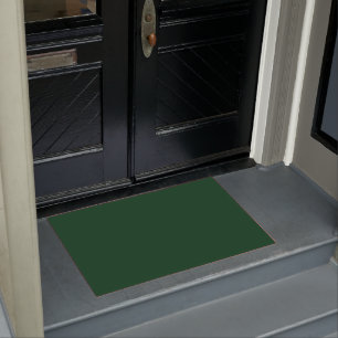 Solid colour dark green doormat