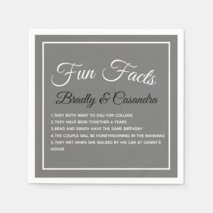 Solid colour Dark grey Wedding Fun Fact Napkins