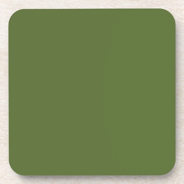 Solid Colour Dark Olive Green Coaster (Front)