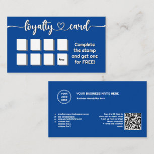 Solid Colour Deep Blue Add Your Logo QR Code Loyalty Card