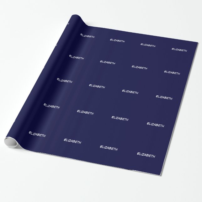 Solid Colour DIY BG, Name Monogram - Navy Blue Wrapping Paper (Unrolled)