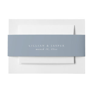 Solid Colour Dusty Blue Wedding Invitation Belly Band