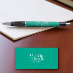 Solid Colour Emerald Green Mr & Mrs Wedding Favour<br><div class="desc">A beautiful colour with chic fonts make a statement piece for a reception favour. This would be perfect for receptions and anniversary parties. Items are easier to customise when you replace all text and photos first. If your art still needs to be adjusted, click on the Customise This button. This...</div>