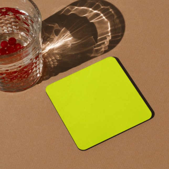 solid colour fluorescent  yellow background square paper coaster (Creator Uploaded)