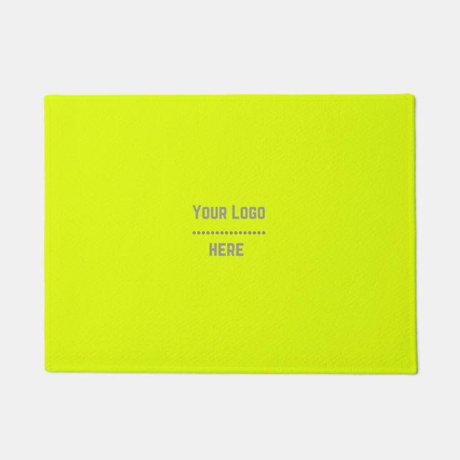 solid colour fluorescent  yellow - your  logo  doormat (Front)