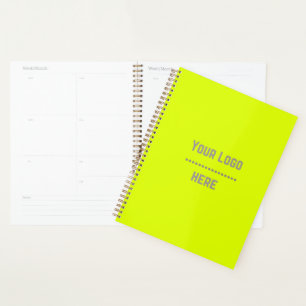 solid colour fluorescent  yellow - your  logo  planner